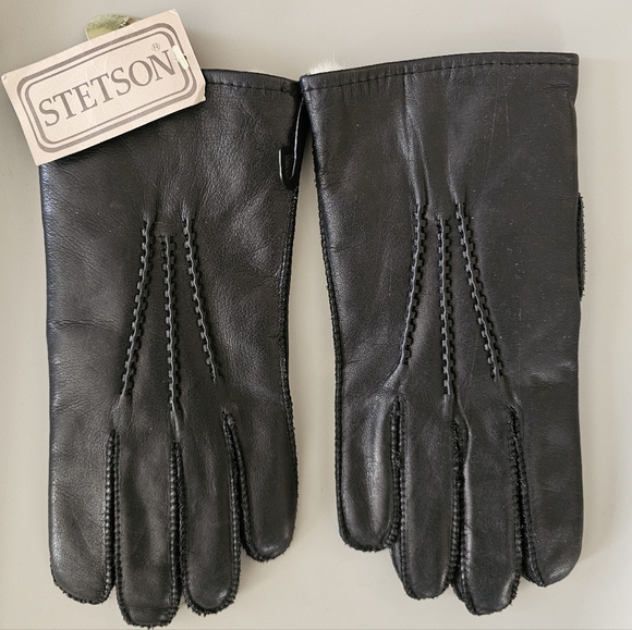 NWT: Vintage Stetson Leather Gloves - Genuine Fur Lining - Size Large - 10-10.5 - Picture 4 of 6